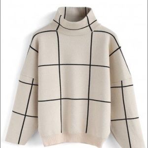 Chicwish Grid Turtleneck Sweater